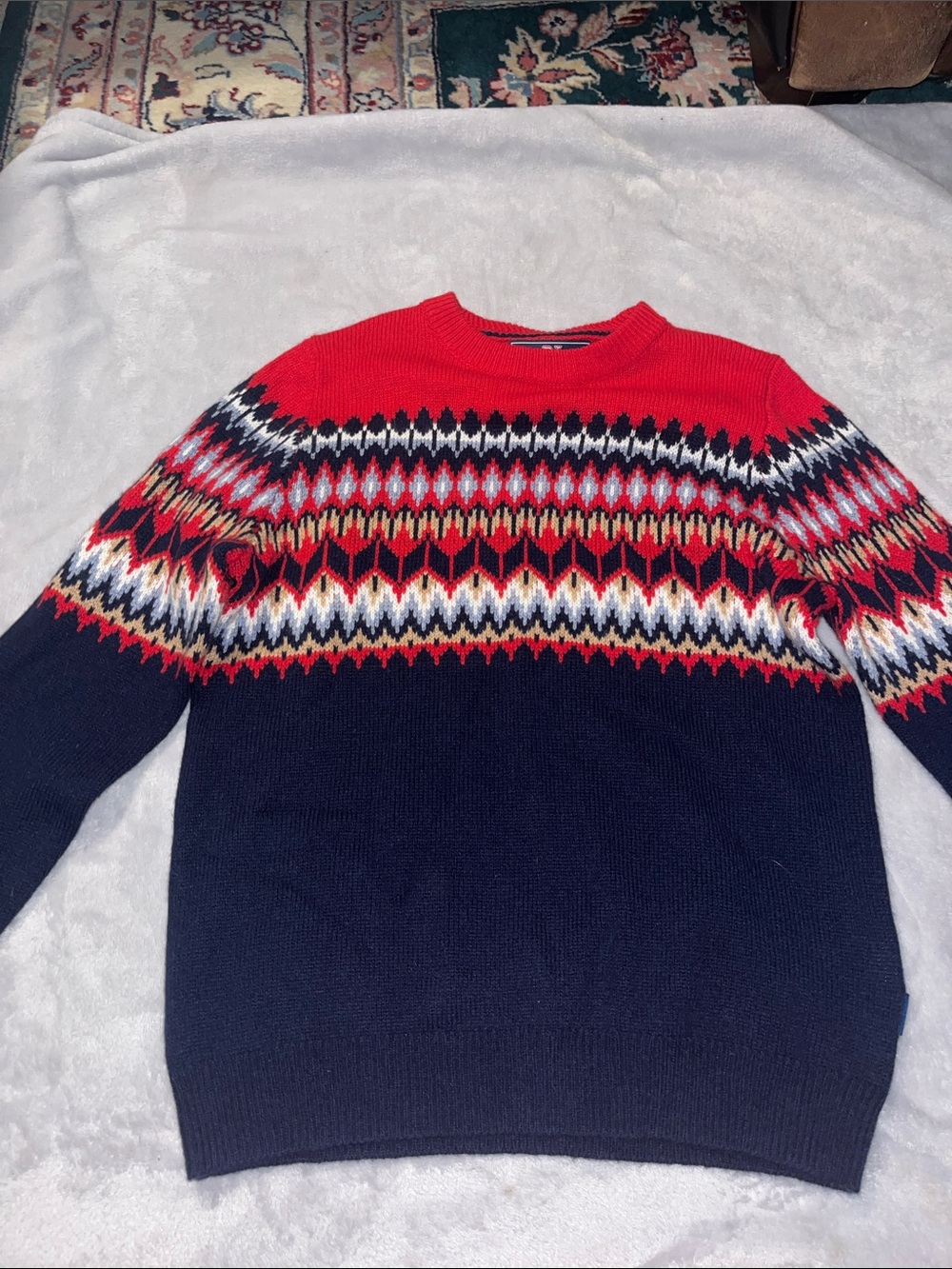 Vineyard Vines Red & Navy Fair Isle Crewneck Sweater
